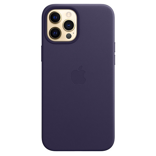 Чехол Apple Leather Case with MagSafe for iPhone 12 Pro Max Deep Violet - цена, характеристики, отзывы, рассрочка, фото 1