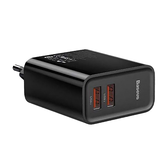 Сетевое зарядное устройство Baseus 2-USB QC 3.0 30W Quick Charger Black - цена, характеристики, отзывы, рассрочка, фото 2
