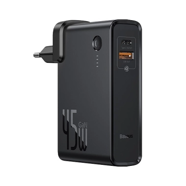 Сетевое зарядное устройство Baseus Power Station 2 in 1 Quick Charge Power Bank 10000mAh 45W Black - цена, характеристики, отзывы, рассрочка, фото 1