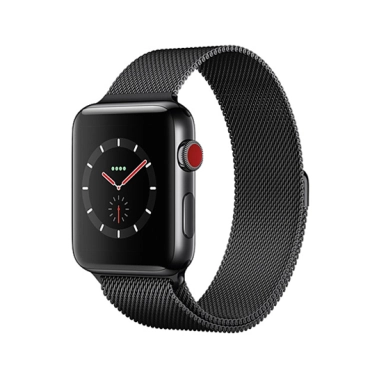 Смарт Годинник Apple Watch Series 3 + LTE 38mm Space Black Stainless Steel Case with Black Milanese Loop - цена, характеристики, отзывы, рассрочка, фото 1