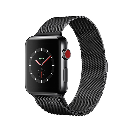 Смарт Часы Apple Watch Series 3 + LTE 38mm Space Black Stainless Steel Case with Black Milanese Loop - цена, характеристики, отзывы, рассрочка, фото 1