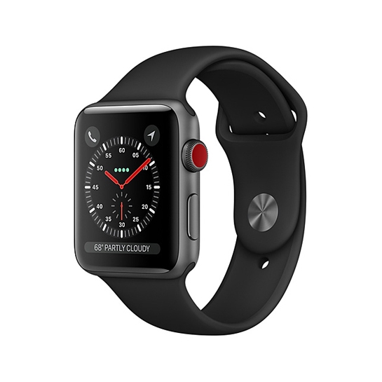 Смарт Годинник Apple Watch Series 3 + LTE 38mm Space Gray Aluminum Case with Black Sport Band - ціна, характеристики, відгуки, розстрочка, фото 1