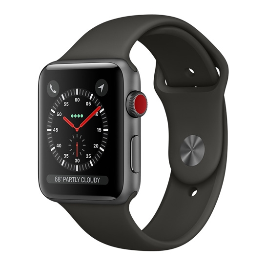 Смарт Годинник Apple Watch Series 3 + LTE 42mm Space Gray Aluminum Case with Gray Sport Band - ціна, характеристики, відгуки, розстрочка, фото 1