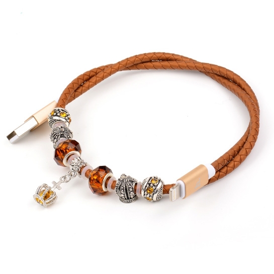 Кабель Hoco U7 Pandora Bracelet Design Lightning to USB Cable Brown* - ціна, характеристики, відгуки, розстрочка, фото 1
