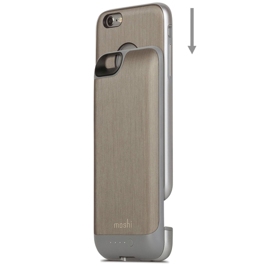 Чехол Moshi iGlaze Ion Slide-On Battery Case Brushed Titanium 2860 mAh for iPhone 6/6S - цена, характеристики, отзывы, рассрочка, фото 4