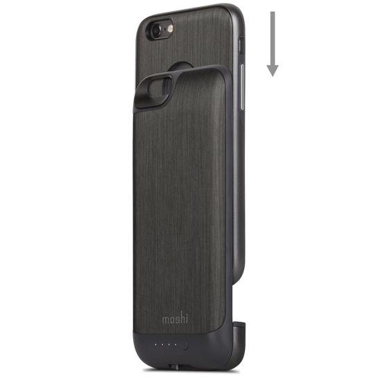 Чехол Moshi iGlaze Ion Slide-On Battery Case Steel Black 2860 mAh for iPhone 6/6S - цена, характеристики, отзывы, рассрочка, фото 4
