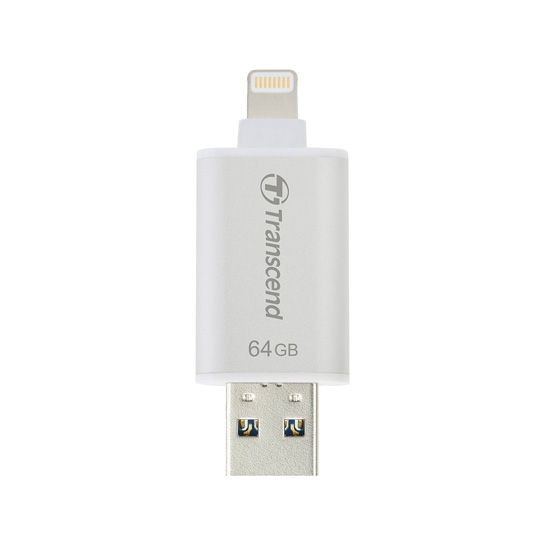 Зовнішній накопичувач USB-Flash 3.1/Lightning 64Gb Transcend JetDrive Go 300 Silver - ціна, характеристики, відгуки, розстрочка, фото 1