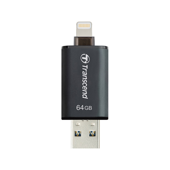 Зовнішній накопичувач USB-Flash 3.1/Lightning 64Gb Transcend JetDrive Go 300 Space Gray - ціна, характеристики, відгуки, розстрочка, фото 1