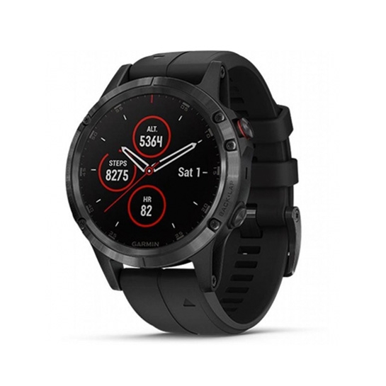 Спортивные часы Garmin Fenix 5 Plus Sapphire Black with Black Silicone - цена, характеристики, отзывы, рассрочка, фото 1