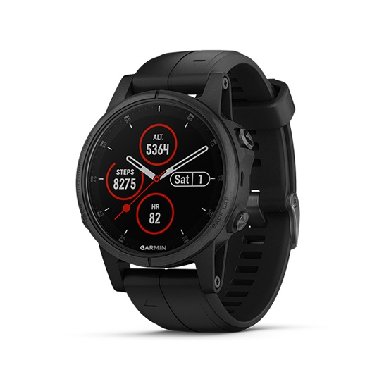 Спортивные часы Garmin Fenix 5S Plus Sapphire Black with Black Silicone - цена, характеристики, отзывы, рассрочка, фото 1