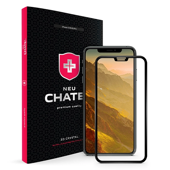 Стекло +NEU Chatel Full 3D Crystal for iPhone X/XS/11 Pro Front Black