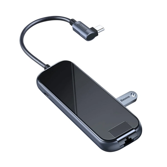 USB-хаб Baseus Mirror Series Type-C to 3-USB3.0/HDMI 4K/Ethernet/Type-C HUB Gray - ціна, характеристики, відгуки, розстрочка, фото 1