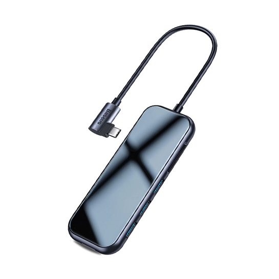 USB-хаб Baseus Mirror Series Type-C to 3-USB3.0/HDMI 4K/Micro SD/TF/Type-C HUB Gray - ціна, характеристики, відгуки, розстрочка, фото 1