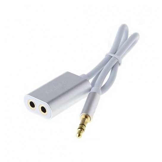 Кабель Remax 3.5 AUX Audio Cable x2 25cm Silver - ціна, характеристики, відгуки, розстрочка, фото 1