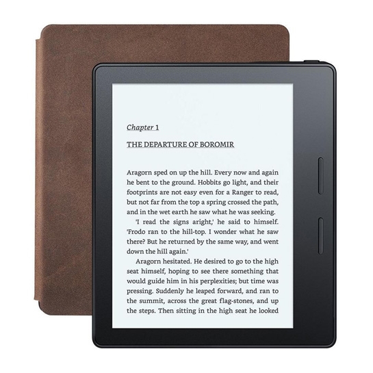 Електронна книга Amazon Kindle Oasis with Leather Charging Cover Brown - ціна, характеристики, відгуки, розстрочка, фото 1
