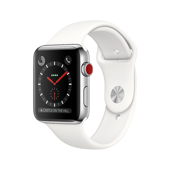 Смарт Часы Apple Watch Series 3 + LTE 38mm Stainless Steel Case with Soft White Sport Band