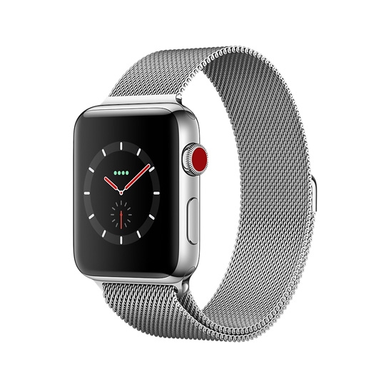 Смарт Годинник Apple Watch Series 3 + LTE 38mm Stainless Steel Case with Milanese Loop - ціна, характеристики, відгуки, розстрочка, фото 1