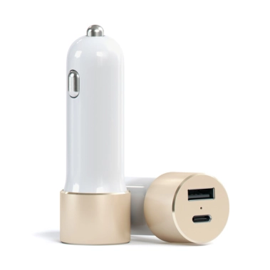 Автомобильное зарядное устройство Satechi USB Car Charger with Type C Gold - цена, характеристики, отзывы, рассрочка, фото 1