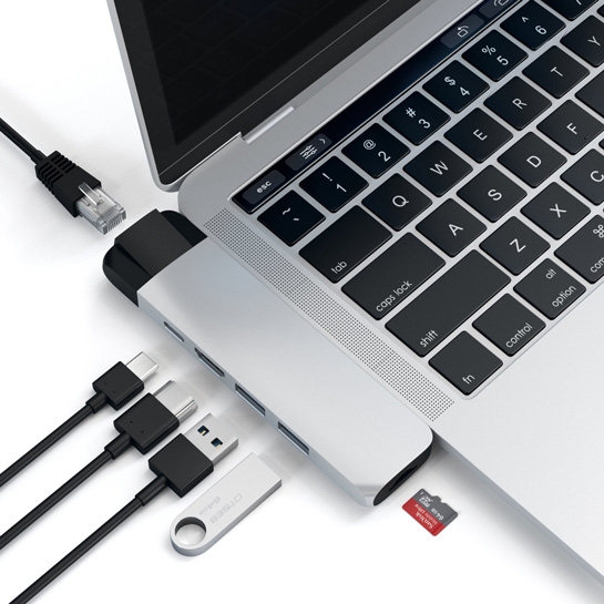 USB-хаб Satechi Aluminum Type-C USB Pro Hub Adapter with Ethernet Silver - цена, характеристики, отзывы, рассрочка, фото 4