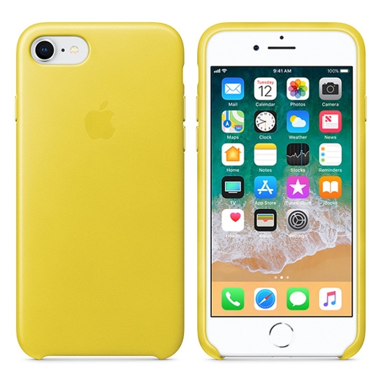 Чехол Apple Leather Case for iPhone 8 Spring Yellow - цена, характеристики, отзывы, рассрочка, фото 2