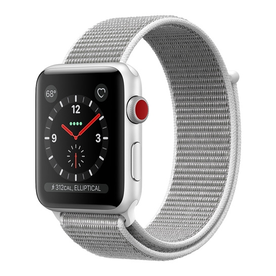 Смарт Годинник Apple Watch Series 3 + LTE 42mm Silver Aluminum Case with Seashell Sport Loop - ціна, характеристики, відгуки, розстрочка, фото 1