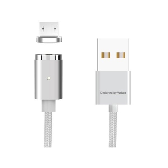 Кабель Wsken USB Cable to Lightning/microUSB Mini 2 Metal Magnetic with 2 plug 1m Silver - ціна, характеристики, відгуки, розстрочка, фото 2