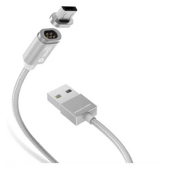 Кабель Wsken USB Cable to Lightning/microUSB Mini 2 Metal Magnetic with 2 plug 1m Silver - цена, характеристики, отзывы, рассрочка, фото 3