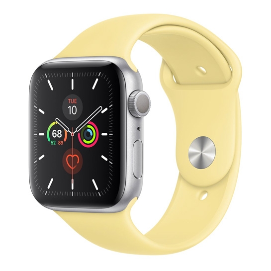 Смарт-часы Apple Watch Series 5 44mm Silver Aluminum Case with Lemon Cream Sport Band - цена, характеристики, отзывы, рассрочка, фото 1