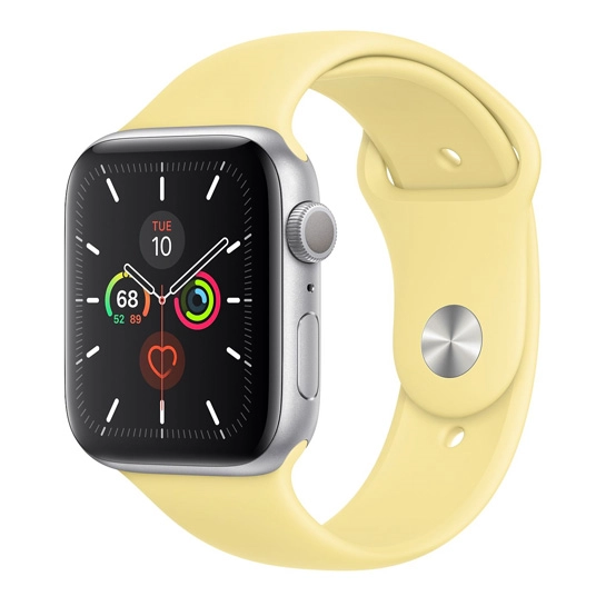 Смарт-часы Apple Watch Series 5 44mm Silver Aluminum Case with Lemon Cream Sport Band