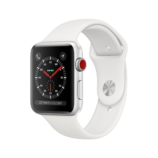 Смарт Годинник Apple Watch Series 3 + LTE 38mm Silver Aluminum Case with White Sport Band - ціна, характеристики, відгуки, розстрочка, фото 1