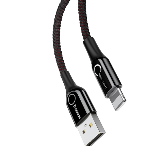 Кабель Baseus C-Shaped Light Intelligent Power-off Lightning to USB Cable Black - цена, характеристики, отзывы, рассрочка, фото 2