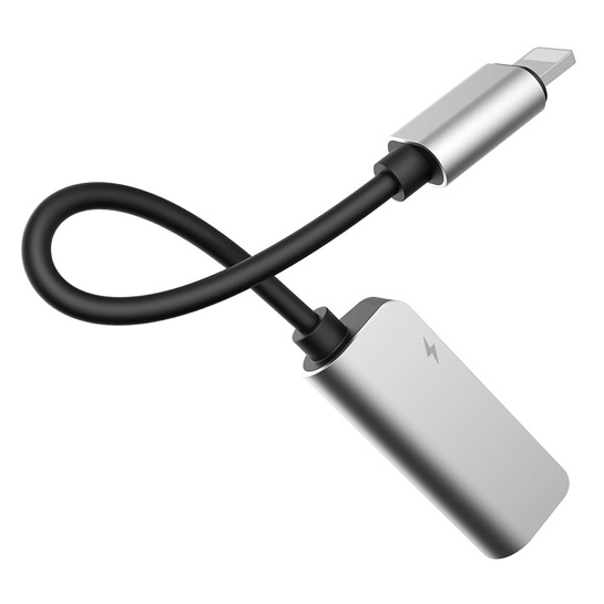 Переходник Baseus Lightning to 3.5mm Aux Headphone Jack Audio & Charge Cable Silver/Black - цена, характеристики, отзывы, рассрочка, фото 3