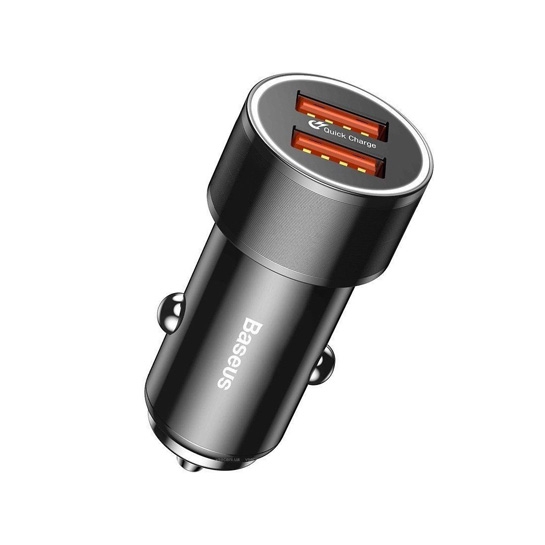 Автомобильное зарядное устройство Baseus Small Screw Dual-USB Quick Charge Car Charger 36W Black - цена, характеристики, отзывы, рассрочка, фото 2