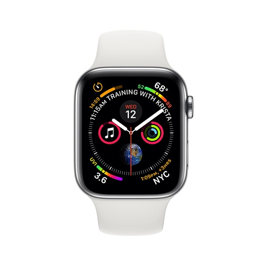 Смарт-годинник Apple Watch Series 4 + LTE 40mm Stainless Steel Case with White Sport Band - Дисконт - ціна, характеристики, відгуки, розстрочка, фото 2