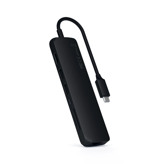 USB-хаб Satechi Aluminum Type-C Slim Multi-Port with Ethernet Adapter Black - цена, характеристики, отзывы, рассрочка, фото 2