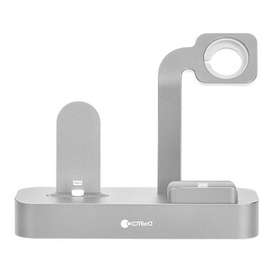 Док-станція COTEetCI Base29 3in1 Stand Silver for iPhone/AirPods/Apple Watch - ціна, характеристики, відгуки, розстрочка, фото 1