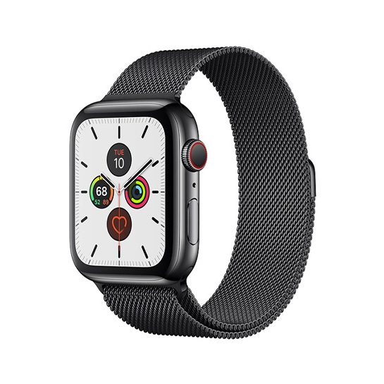 Смарт-годинник Apple Watch Series 5 + LTE 40mm Space Black Stainless Steel Case with Black Milanese Loop - ціна, характеристики, відгуки, розстрочка, фото 1