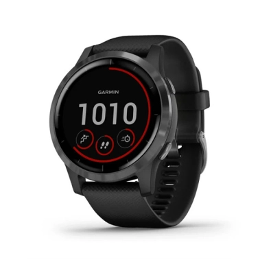 Спортивные часы Garmin Vivoactive 4 Slate Stainless Steel Bezel with Black Case and Silicone Band - цена, характеристики, отзывы, рассрочка, фото 1