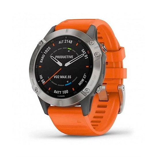 Спортивные часы Garmin Fenix 6 Pro Sapphire Titanium with Ember Orange Band