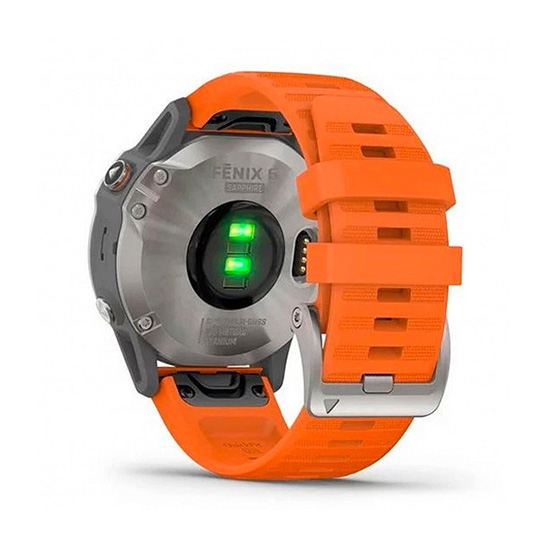 Спортивний годинник Garmin Fenix 6 Pro Sapphire Titanium with Ember Orange Band - ціна, характеристики, відгуки, розстрочка, фото 3