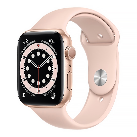 Смарт-годинник Apple Watch Series 6 44mm Gold Aluminum Case with Pink Sand Sport Band - ціна, характеристики, відгуки, розстрочка, фото 1