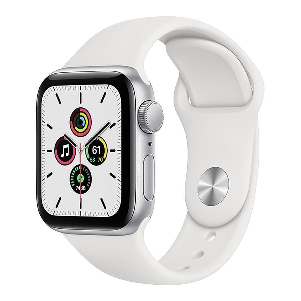 Смарт-годинник Apple Watch SE 44mm Silver Aluminum Case with White Sport Band - ціна, характеристики, відгуки, розстрочка, фото 1