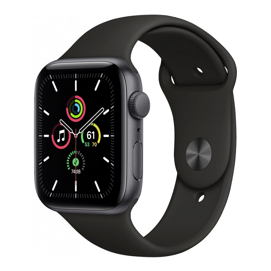 Смарт-годинник Apple Watch SE 44mm Space Gray Aluminum Case with Black Sport Band - ціна, характеристики, відгуки, розстрочка, фото 1