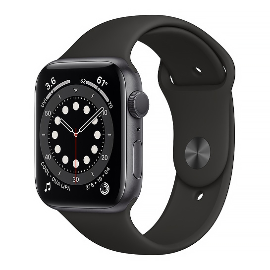 Смарт-годинник Apple Watch Series 6 44mm Space Gray Aluminum Case with Black Sport Band - ціна, характеристики, відгуки, розстрочка, фото 1