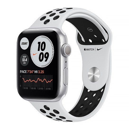 Смарт-годинник Apple Watch Series 6 Nike+ 44mm Silver Aluminum Case with Pure Platinum/Black Sport Band - ціна, характеристики, відгуки, розстрочка, фото 1