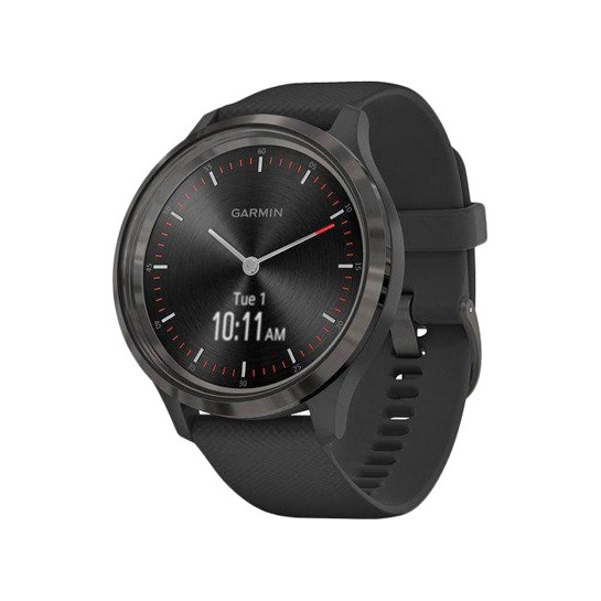 Спортивные часы Garmin Vivomove 3 Slate Stainless Steel Bezel with Black Case and Silicone Band - цена, характеристики, отзывы, рассрочка, фото 1