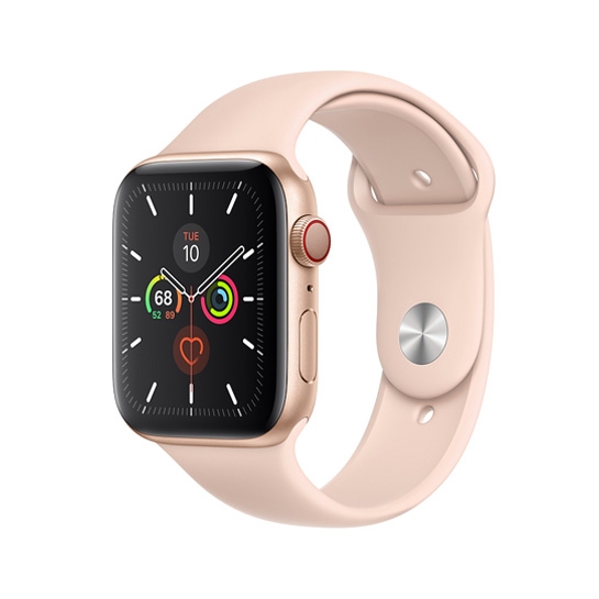 Б/У Смарт-годинник Apple Watch Series 5 + LTE 40mm Gold Aluminum Case with Pink Sand Sport Band (Ідеальний) - ціна, характеристики, відгуки, розстрочка, фото 1