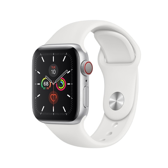 Б/У Смарт-годинник Apple Watch Series 5 + LTE 40mm Silver Aluminum Case with White Sport Band (Відмінний) - ціна, характеристики, відгуки, розстрочка, фото 1