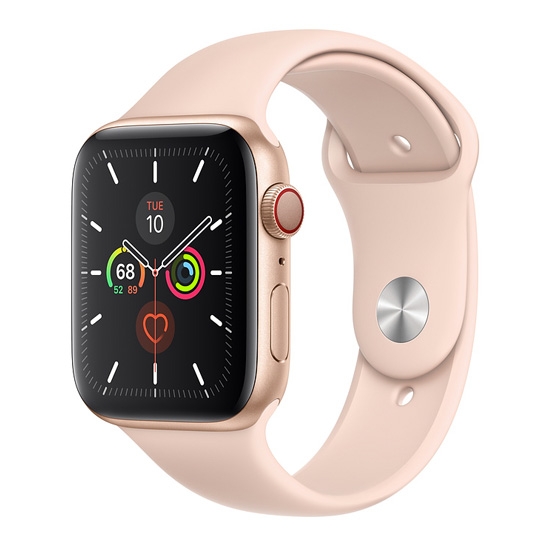 Б/У Смарт-годинник Apple Watch Series 5 + LTE 44mm Gold Aluminum Case with Pink Sand Sport Band (Ідеальний) - ціна, характеристики, відгуки, розстрочка, фото 1