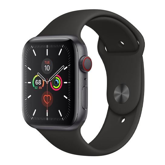 Б/У Смарт-годинник Apple Watch Series 5 + LTE 44mm Space Gray Aluminum Case with Black Sport Band (Ідеальний) - ціна, характеристики, відгуки, розстрочка, фото 1